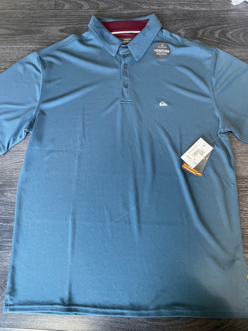 Quiksilver Men's Teal Short-Sleeve Moisture-Wicking Polo
